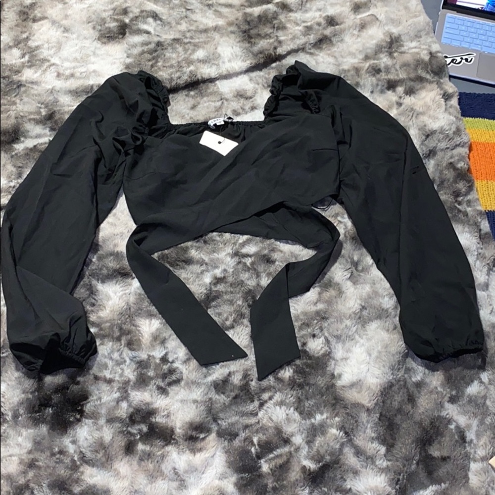 Black Wrap Crop Top